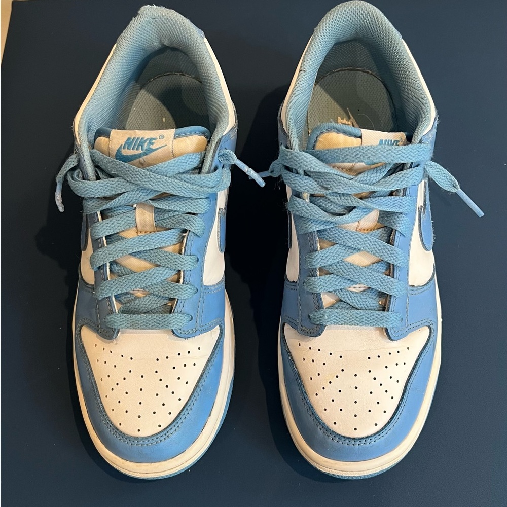 Youth Nike Dunk Low-Top Sneakers in Light Blue and White